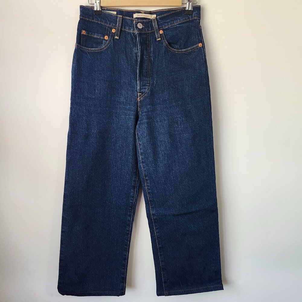 Levi’s Ribcage Straight Jeans Women’s Size W27 L27 Dark Wash Button Fly